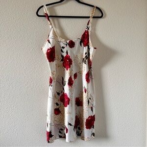 Inner Most Silky Slip Dress Rose Print Women Size Large